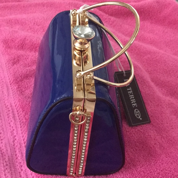 La Terre: Precious Lil Blue Hand Bag W/Bling - Picture 2 of 7